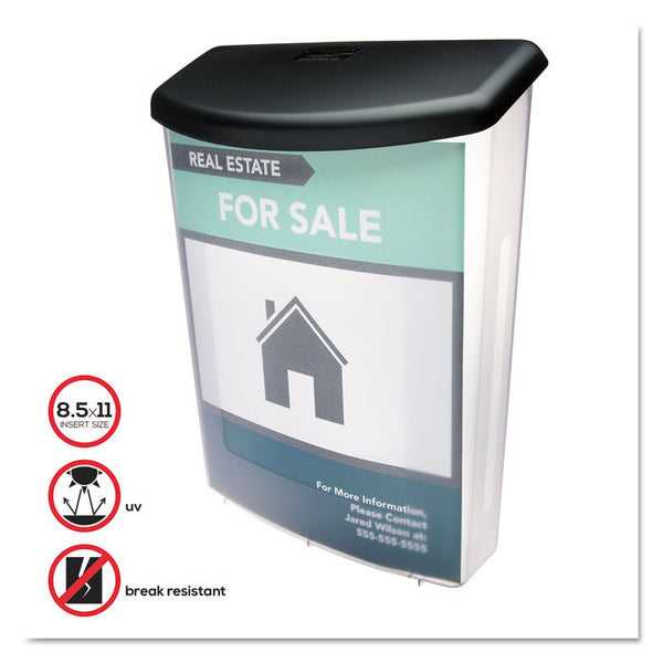 deflecto® Outdoor Literature Box, 10w x 4.5d x 13.13h, Clear/Black (DEF790901) Each