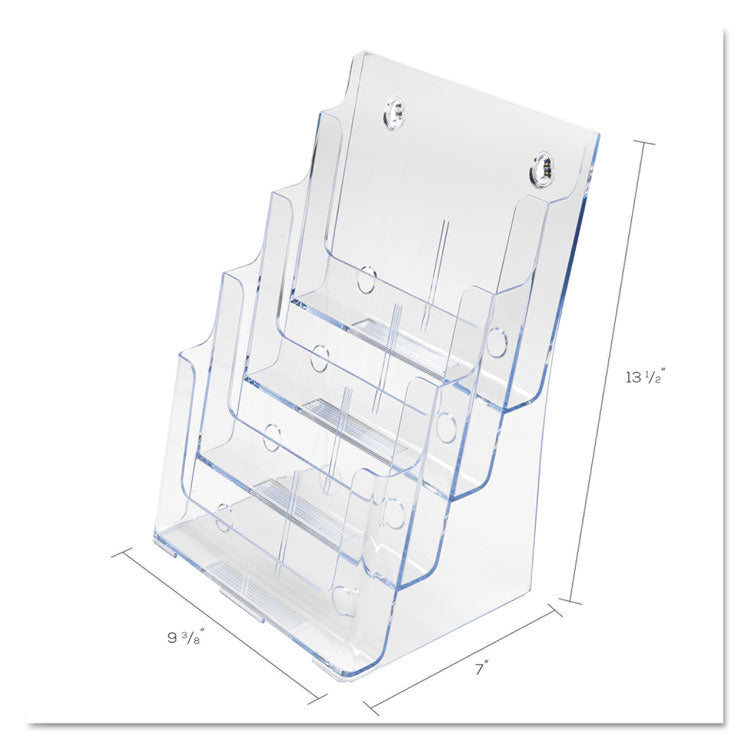 deflecto® 4-Compartment DocuHolder, Magazine Size, 9.38w x 7d x 13.63h, Clear (DEF77441) Each