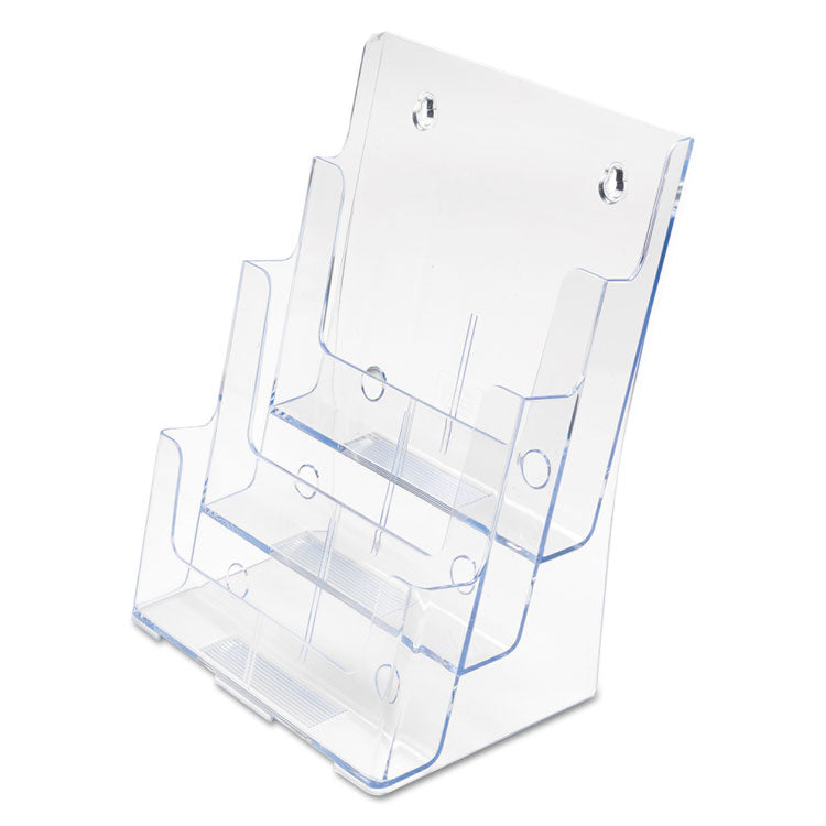deflecto® 3-Compartment DocuHolder, Magazine Size, 9.5w x 6.25d x 12.63, Clear (DEF77301) Each