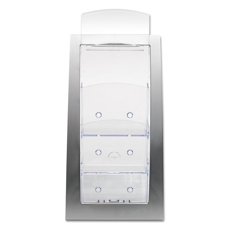 deflecto® 3-Tier Literature Holder, Leaflet Size, 6.75w x 6.94d x 13.31h, Silver (DEF693645) Each