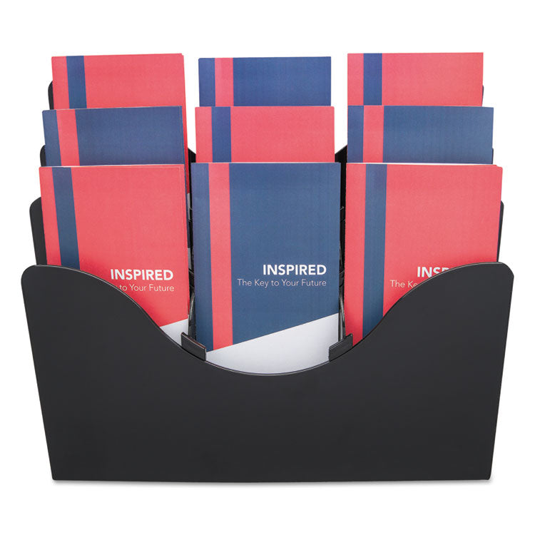 deflecto® 3-Tier Document Organizer w/6 Removable Dividers, 13.38w x 3.5d x 11.5h, Black (DEF47634) Each