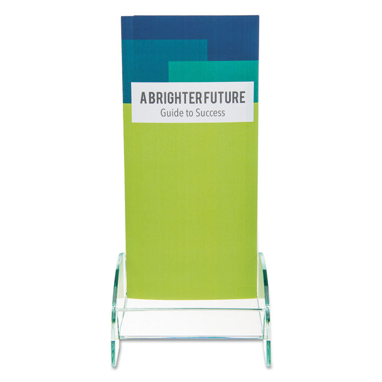 deflecto® Euro-Style DocuHolder, Leaflet Size, 4.5w x 4.5d x 7.88h, Green Tinted (DEF775383) Each