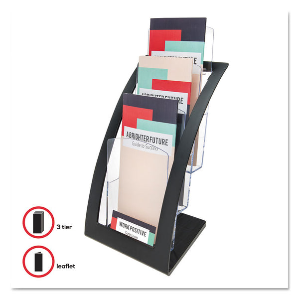 deflecto® 3-Tier Literature Holder, Leaflet Size, 6.75w x 6.94d x 13.31h, Black (DEF693604) Each