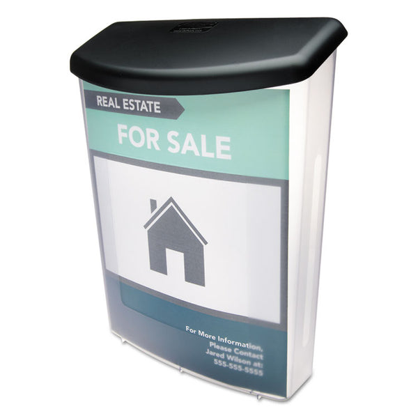deflecto® Outdoor Literature Box, 10w x 4.5d x 13.13h, Clear/Black (DEF790901) Each