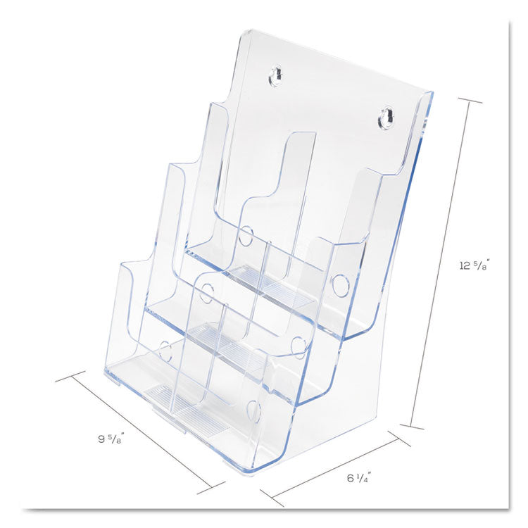 deflecto® 6-Compartment DocuHolder, Leaflet Size, 9.63w x 6.25d x 12.63h, Clear (DEF77401) Each