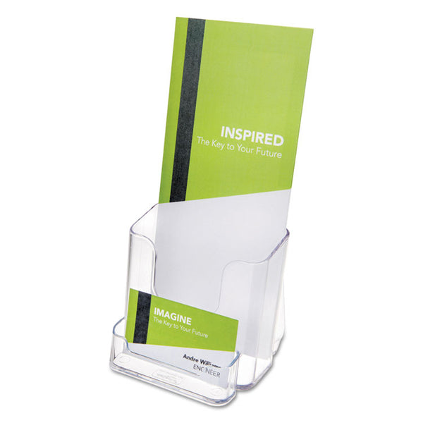 deflecto® DocuHolder for Countertop/Wall-Mount w/Card Holder, 4.38w x 4.25d x 7.75h, Clear (DEF78601) Each