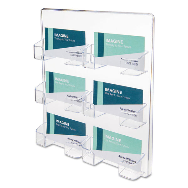 deflecto® 6-Pocket Business Card Holder, Holds 480 Cards, 8.5 x 1.63 x 9.75, Plastic, Clear (DEF70601)
