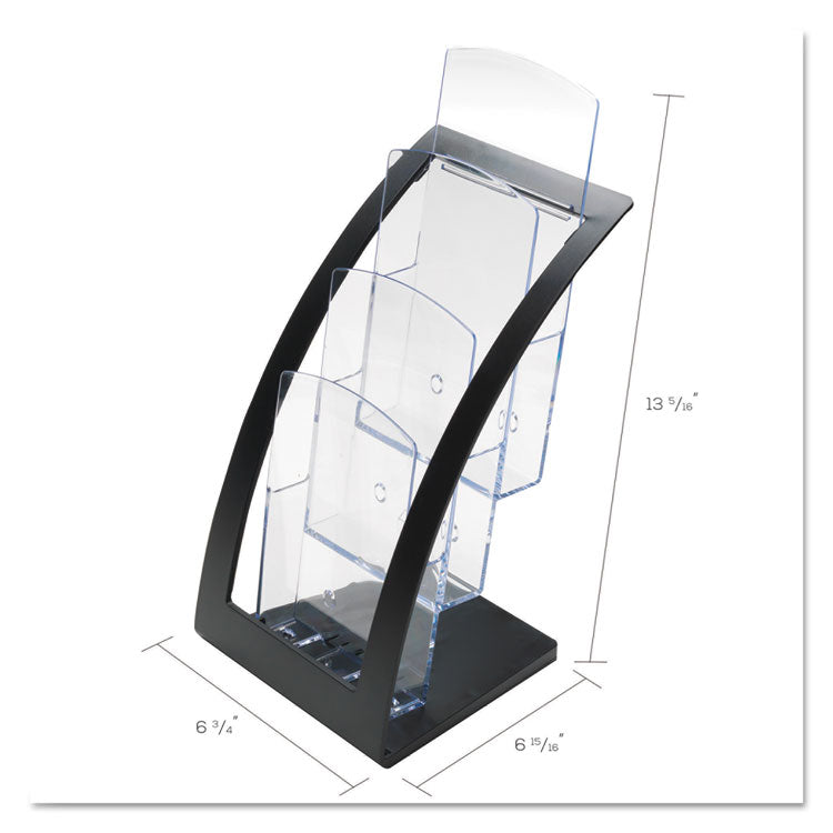 deflecto® 3-Tier Literature Holder, Leaflet Size, 6.75w x 6.94d x 13.31h, Black (DEF693604) Each