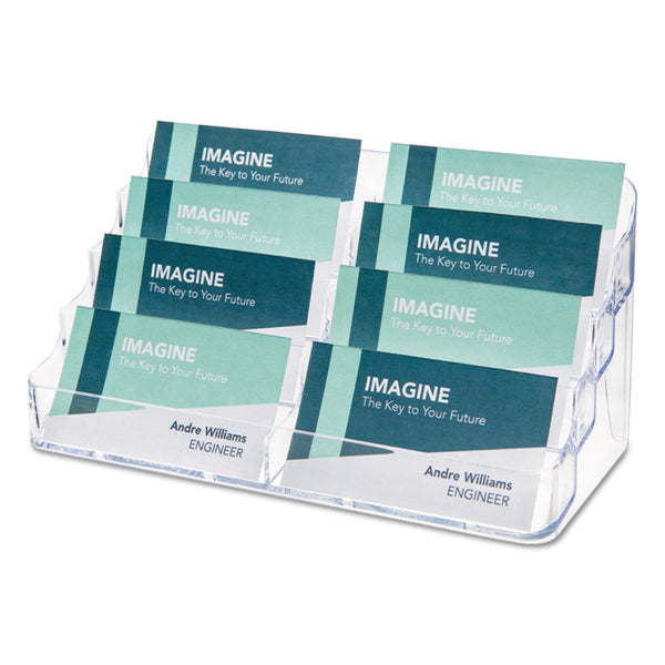 deflecto® 8-Pocket Business Card Holder, Holds 400 Cards, 7.78 x 3.5 x 3.38, Plastic, Clear (DEF70801)