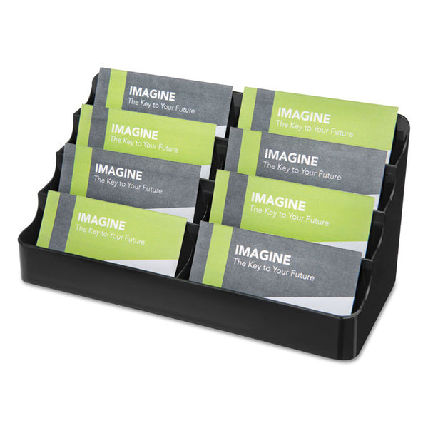 deflecto® 8-Tier Recycled Business Card Holder, Holds 400 Cards, 7.88 x 3.88 x 3.38, Plastic, Black (DEF90804)