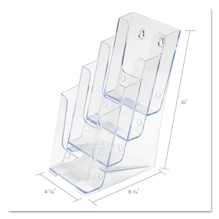 deflecto® 4-Compartment DocuHolder, Leaflet Size, 4.88w x 6.13d x 10h, Clear (DEF77701) Each