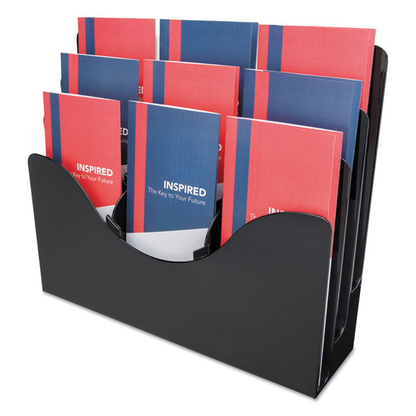 deflecto® 3-Tier Document Organizer w/6 Removable Dividers, 13.38w x 3.5d x 11.5h, Black (DEF47634) Each