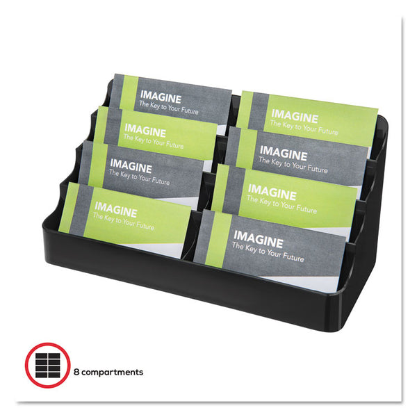 deflecto® 8-Tier Recycled Business Card Holder, Holds 400 Cards, 7.88 x 3.88 x 3.38, Plastic, Black (DEF90804)