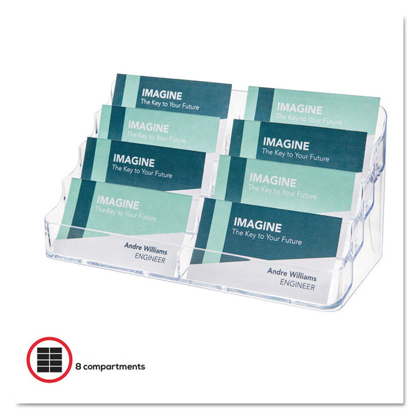deflecto® 8-Pocket Business Card Holder, Holds 400 Cards, 7.78 x 3.5 x 3.38, Plastic, Clear (DEF70801)