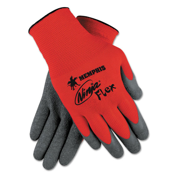 MCR™ Safety Ninja Flex Latex Coated Palm Gloves N9680L, Large, Red/Gray, Dozen (CRWN9680L) 1 Dozen