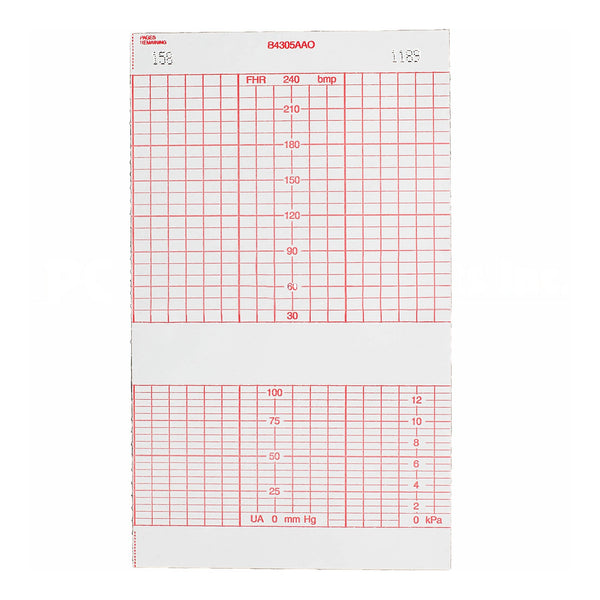 Life Trace® Recording Chart Paper Z-Fold Red Grid (949249_CS) 40/CS