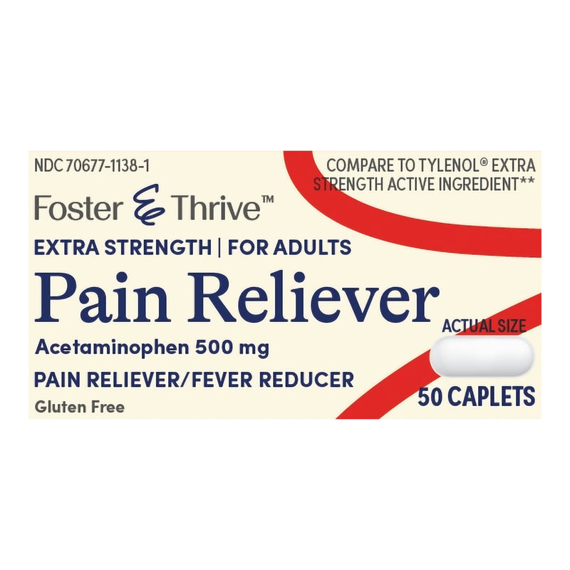 Foster & Thrive™ Pain Relief 500 mg Strength Acetaminophen Caplet 50 per Bottle (1238928_BT) 1/BT