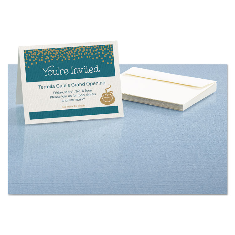 Avery® Note Cards with Matching Envelopes, Inkjet, 65lb, 4.25 x 5.5, Textured Uncoated White, 50 Cards, 2 Cards/Sheet, 25 Sheets/Box (AVE3379)