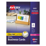 Avery® Clean Edge Business Card Value Pack, Laser, 2 x 3.5, White, 2,000 Cards, 10 Cards/Sheet, 200 Sheets/Box (AVE5870)