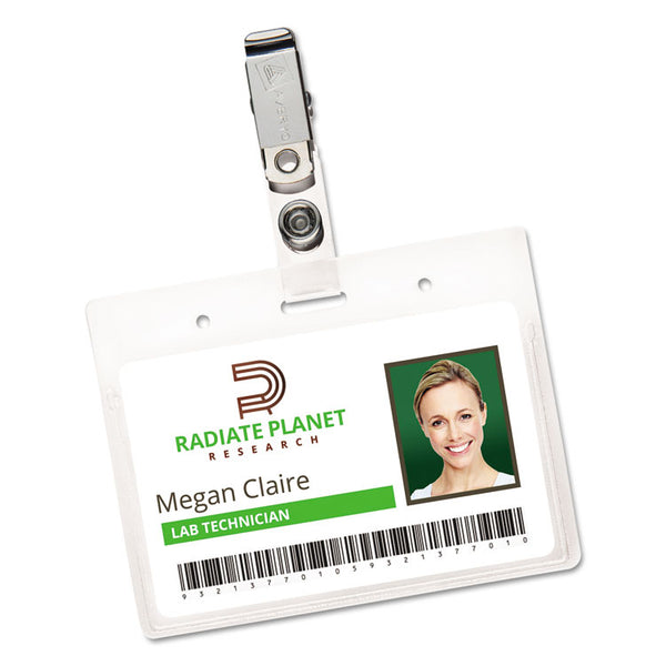 Avery® Secure Top Clip-Style Badge Holders, Horizontal, 2 1/4 x 3 1/2, Clear, 50/Box (AVE2921)