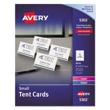 Avery® Small Tent Card, White, 2 x 3.5, 4 Cards/Sheet, 40 Sheets/Pack (AVE5302) Each