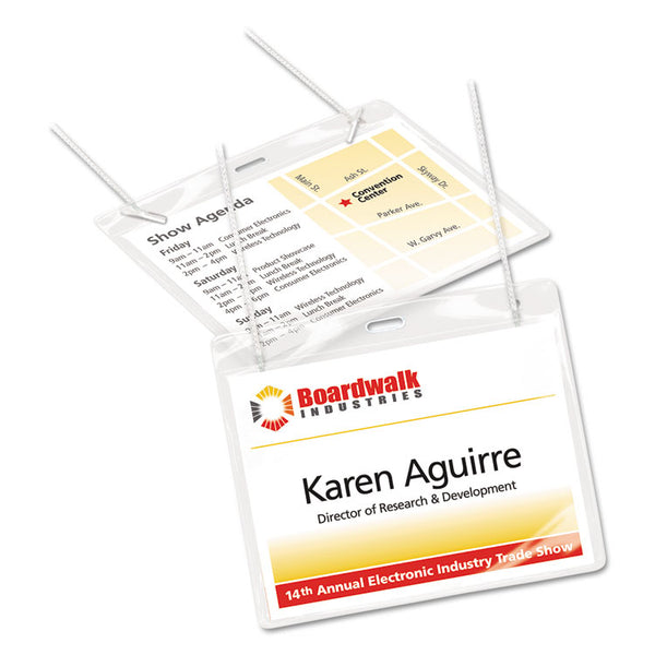 Avery® Necklace-Style Badge Holder w/Laser/Inkjet Insert, Top Load, 4 x 3, WE, 50/Box (AVE74520)