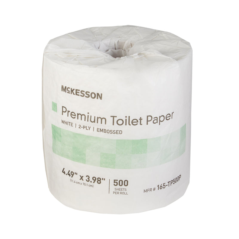 McKesson Premium Toilet Tissue White 2-Ply Standard Size Cored Roll 500 Sheets 4 X 4-1/2 Inch (1045391_CS) 80/CS