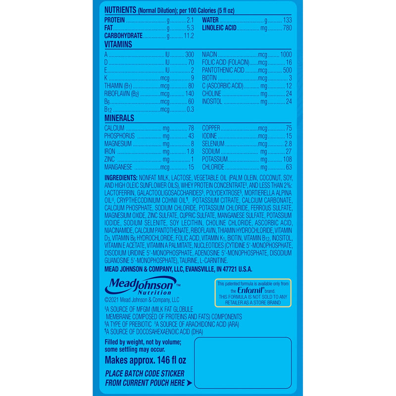 Enfamil® Enspire™ Infant Formula Unflavored 20.5 oz. Canister Powder Milk-Based (1204825_EA) 1/EA