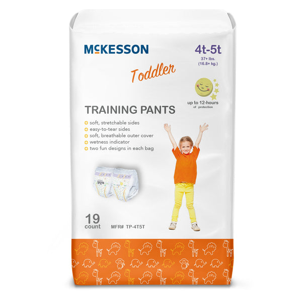 McKesson Unisex Toddler Training Pants Pull On with Tear Away Seams Size 4T to 5T Disposable Heavy Absorbency (1144483_BG) 1/BG