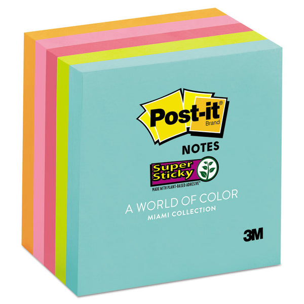 Post-it® Notes Super Sticky Pads in Supernova Neon Collection Colors, 3" x 3", 90 Sheets/Pad, 5 Pads/Pack (MMM6545SSMIA) Pack of 5