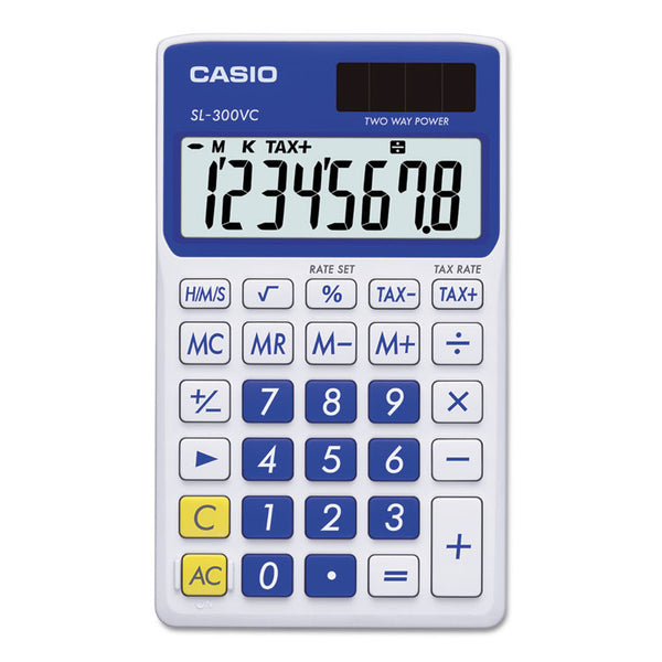 Casio® SL-300SVCBE Handheld Calculator, 8-Digit LCD, Blue (CSOSL300VCBE) Each