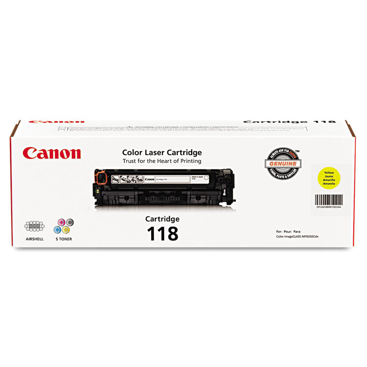 Canon® 2659B001 (118) Toner, 2,900 Page-Yield, Yellow (CNM2659B001) Each