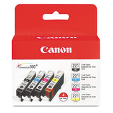 Canon® 2946B004 (CLI-221) Ink, Black/Cyan/Magenta/Yellow, 4/Pack (CNM2946B004) Pack of 4