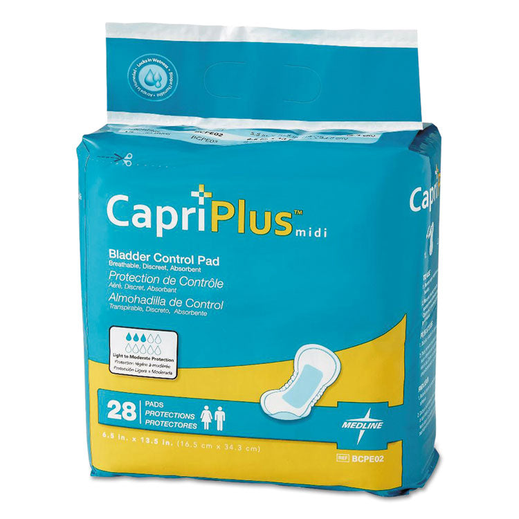 Medline Capri Plus Bladder Control Pads, Extra Plus, 6.5" x 13.5", 28/Pack, 6/Carton (MIIBCPE02CT)