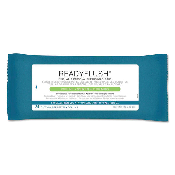 Medline ReadyFlush Biodegradable Flushable Wipes, 1-Ply, 8 x 12, White, 24/Pack, 24 Packs/Carton (MIIMSC263810CT)