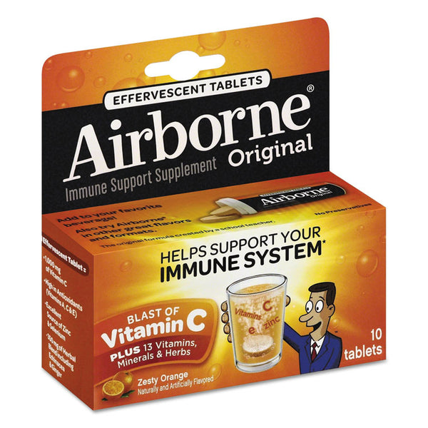 Airborne® Immune Support Effervescent Tablet, Zesty Orange, 10/Box (ABN30004)