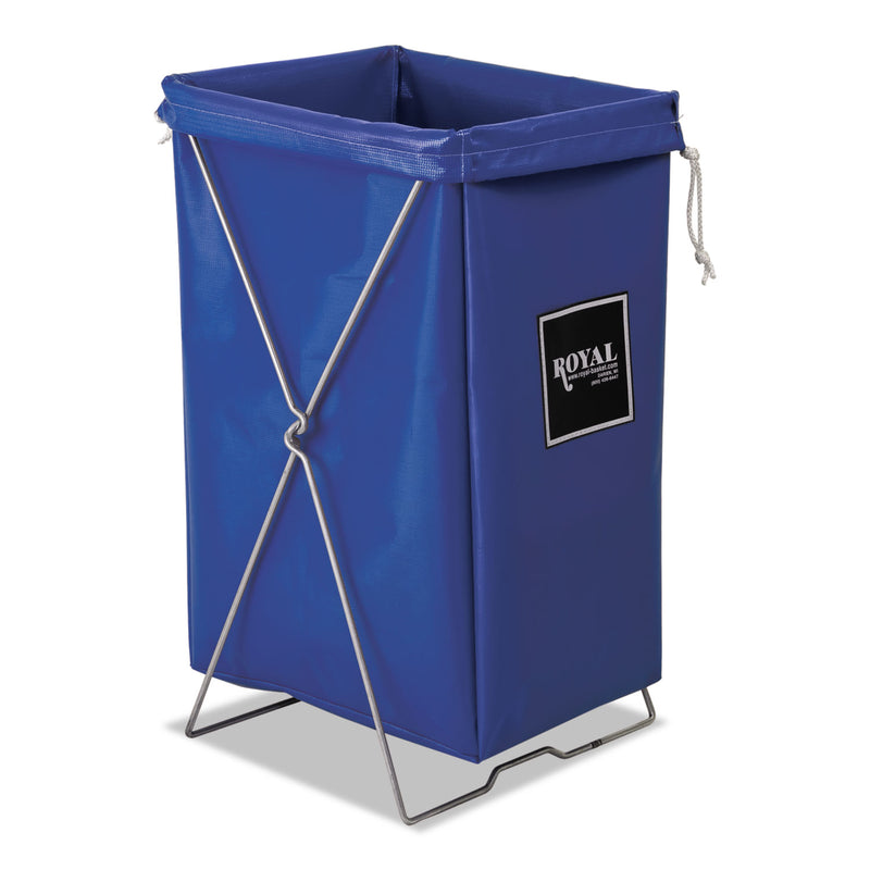 Royal Basket Trucks Hamper, Hamper Bag and Stand, 30 gal, 15w x 16d x 30h, Steel/Vinyl, Blue (RBTL00BBXHBK) Each