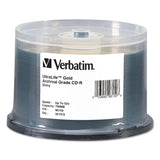 Verbatim® CD-R Archival Grade Recordable Disc, 700 MB/80 min, 52x, Spindle, Gold, 50/Pack (VER96159)