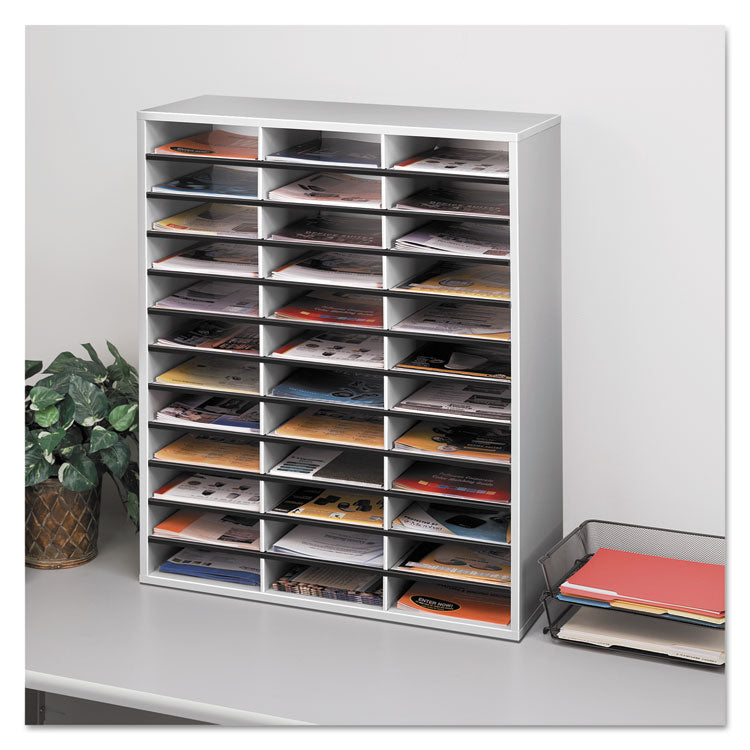 Fellowes® Literature Organizer, 36 Letter Compartments, 29 x 11.88 x 34.69, Dove Gray (FEL25061)