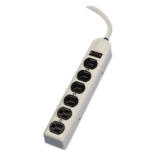 Fellowes® Metal Power Strip, 6 Outlets, 6 ft Cord, Platinum (FEL99027)