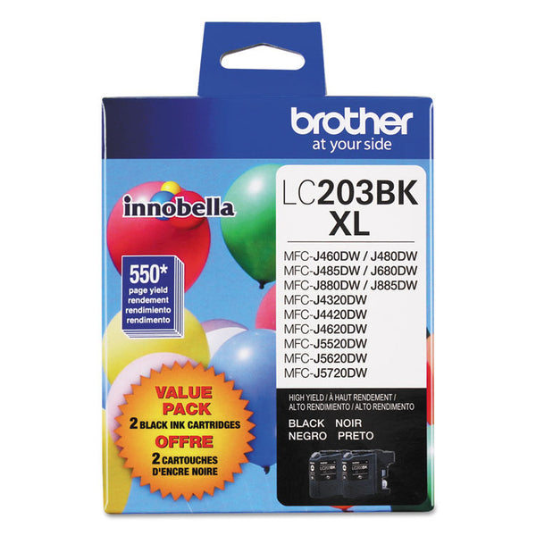 Brother LC2032PKS Innobella High-Yield Ink, 550 Page-Yield, Black, 2/Pack (BRTLC2032PKS)