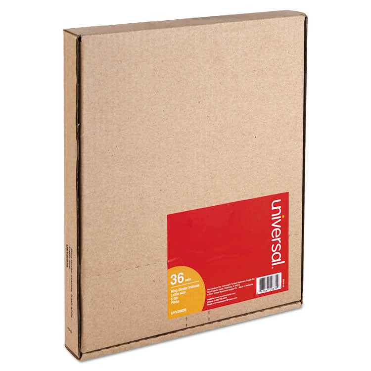 Universal® Self-Tab Index Dividers, 5-Tab, 11 x 8.5, White, 36 Sets (UNV20835) Pack of 36