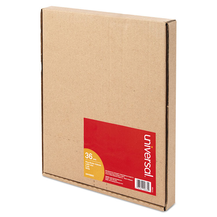 Universal® Self-Tab Index Dividers, 5-Tab, 11 x 8.5, White, 36 Sets (UNV20835) Pack of 36