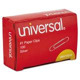 Universal® Paper Clips, #1, Smooth, Silver, 100 Clips/Box, 10 Boxes/Pack (UNV72210) 10 Boxes of 100