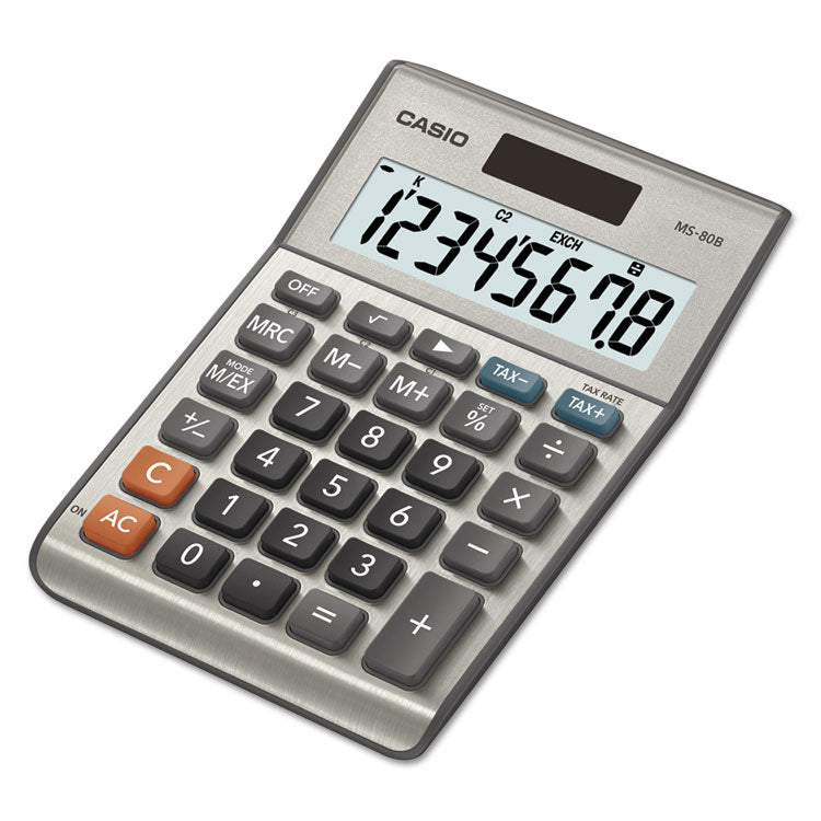 Casio® MS-80B Tax and Currency Calculator, 8-Digit LCD (CSOMS80B)