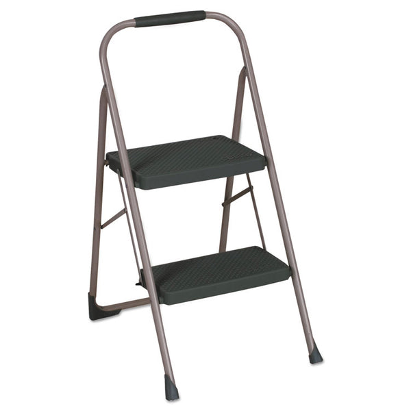 Cosco® Big Step Folding Stool, 2-Step, 200 lb Capacity, 20.5" Working Height, 22" Spread, Black/Gray (CSC11308PBL1E)