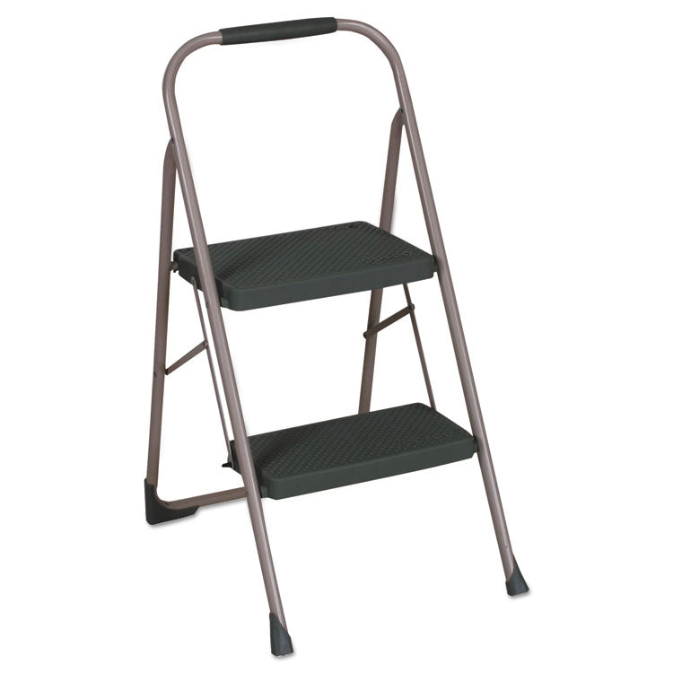 Cosco® Big Step Folding Stool, 2-Step, 200 lb Capacity, 20.5" Working Height, 22" Spread, Black/Gray (CSC11308PBL1E) Each