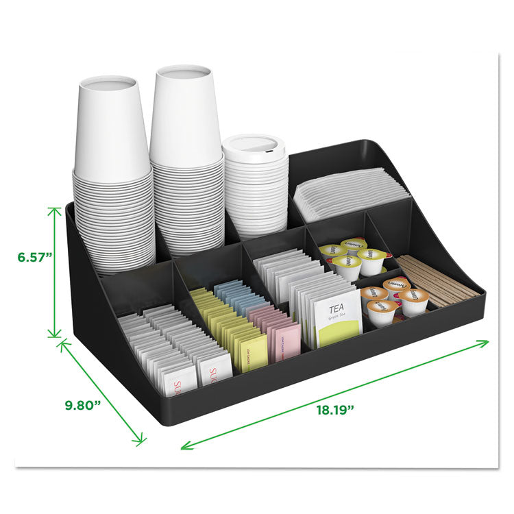 Mind Reader 11-Compartment Coffee Condiment Organizer, 18.25 x 6.63 x 9.78, Black (EMSCOMORGBLK) Each