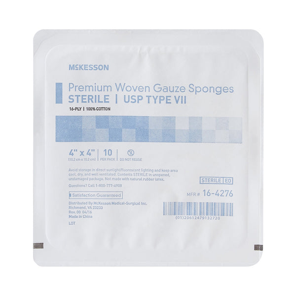 McKesson Gauze Sponge 4 X 4 Inch 16-Ply Sterile 10 per Tray (474706_TR) 1/TR
