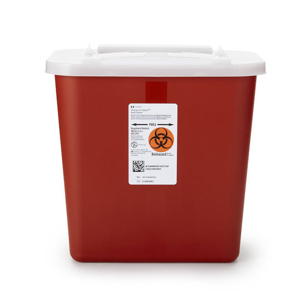 Sharps-A-Gator™ Sharps Container Red Base 10-1/4 H X 7 D X 10-1/2 W Inch Vertical Entry 2 Gallon (566144_EA) 1/EA